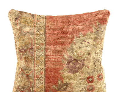 Canvello Vintage Turkish Hand Knotted Rug Pillow - 16" X 16"