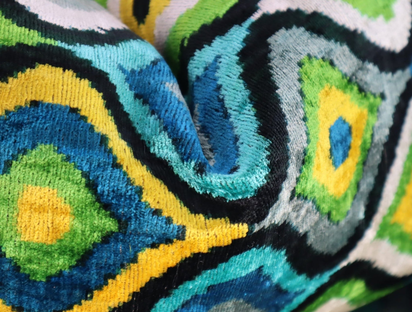 Canvello Yellow Blue Handmade 16x24 Silk Velvet Pillow, Organic Veg Dyed, Down/Feather Filled - Canvello