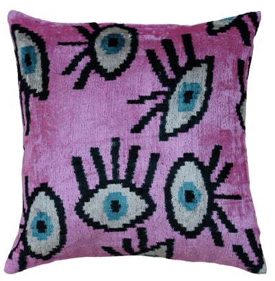 Multi-color Throw Pillow | Velvet Evil Eye Pillow | Canvello
