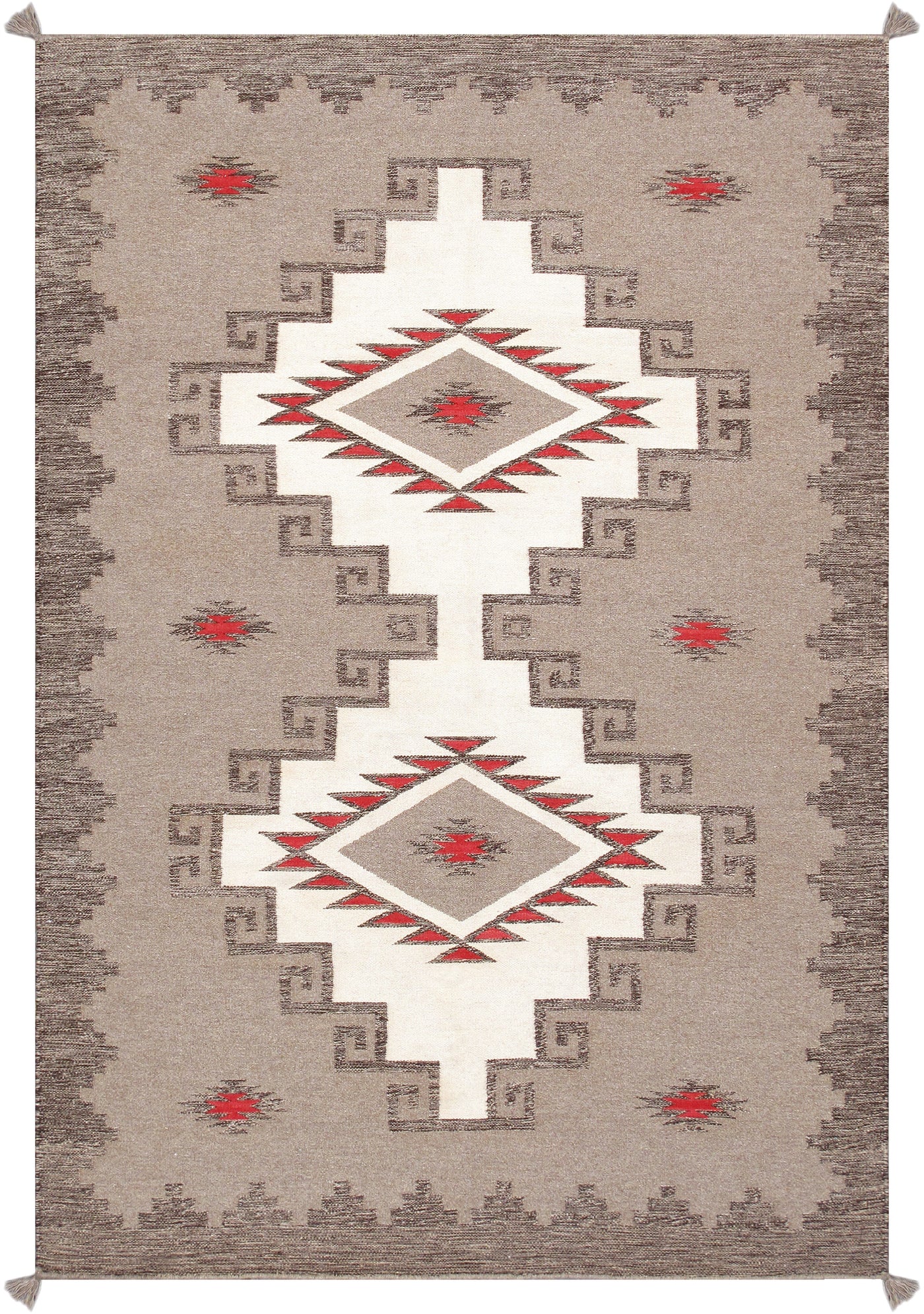 Canvello Tuscany Reversible Wool Ivory Area Rug- 4'11'' X 7'3''