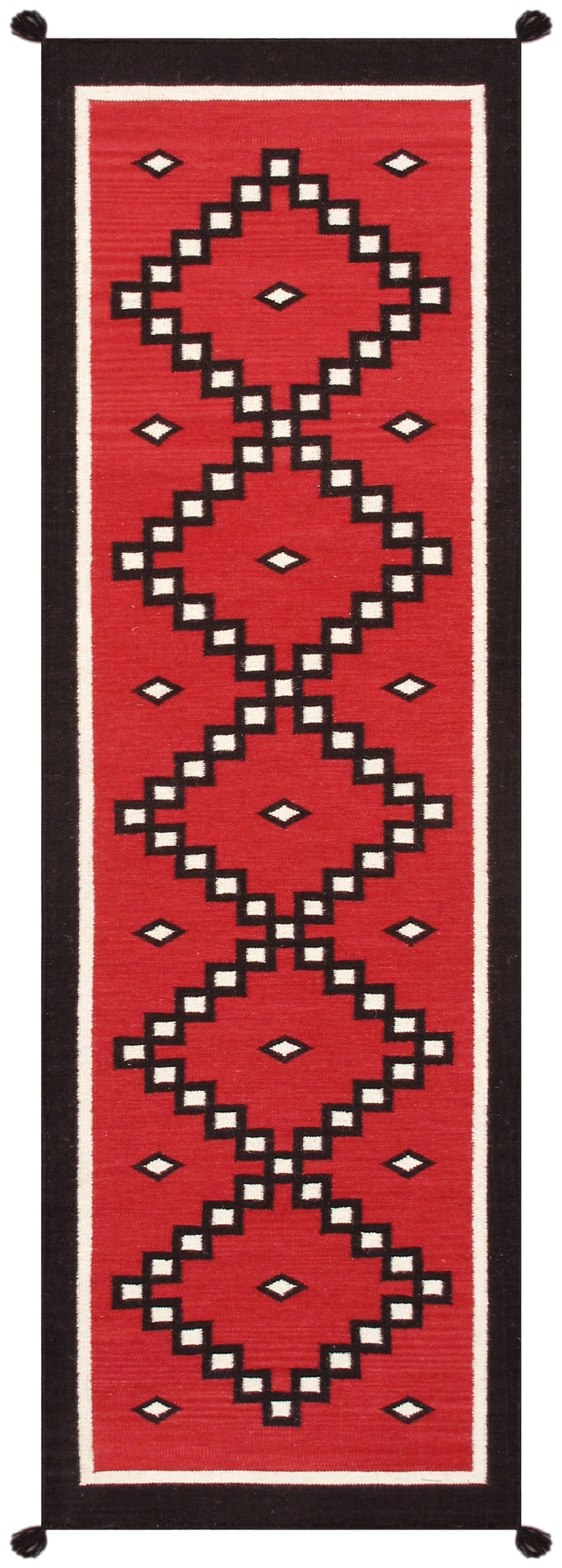 Canvello Reversible Wool Red Area Rug- 2'7'' X 8'2''