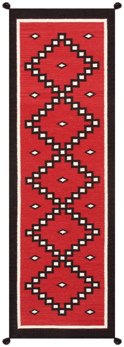 Canvello Reversible Wool Red Area Rug- 2'7'' X 8'2''