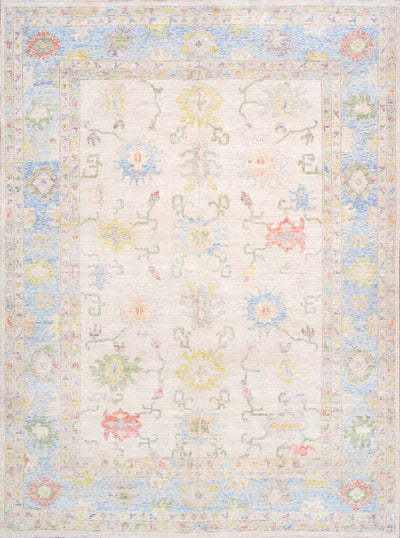 Canvello Oushak Collection Hand-Knotted Wool Ivory Area Rug-10'3'' X 13'