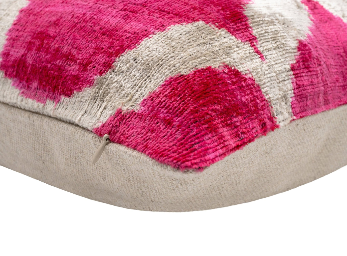 Handmade Pink Geometric Design Throw Pillow - 16x24 inch, Vegetable Dyed with Premium Down Feather Insert - Canvello