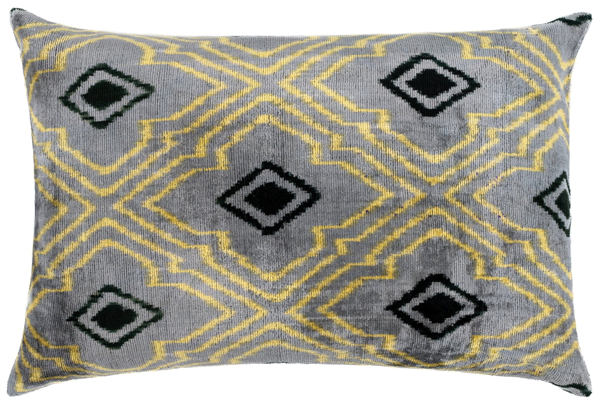 Handmade Throw Pillow Cover Feather Insert Yellow Gray Pillow
