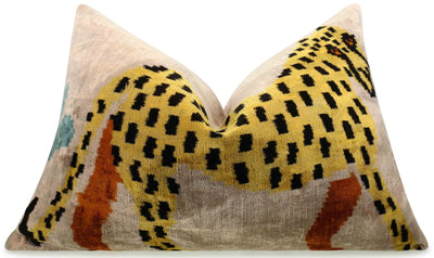 Handmade Velvet Lumbar Pillow with Yellow and Black Cheetah Design - High - Quality 16x24 Inch Decorative Accent with Premium Down Feather Insert for Sofas, Couches, and Interior Design - Canvello