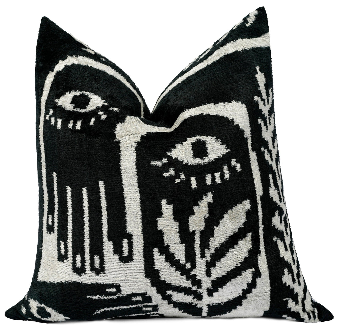 Handmade Velvet Throw Pillow with Black and White Abstract Eye Design - High - Quality 20x20 Inch Decorative Accent with Premium Down Feather Insert - Canvello