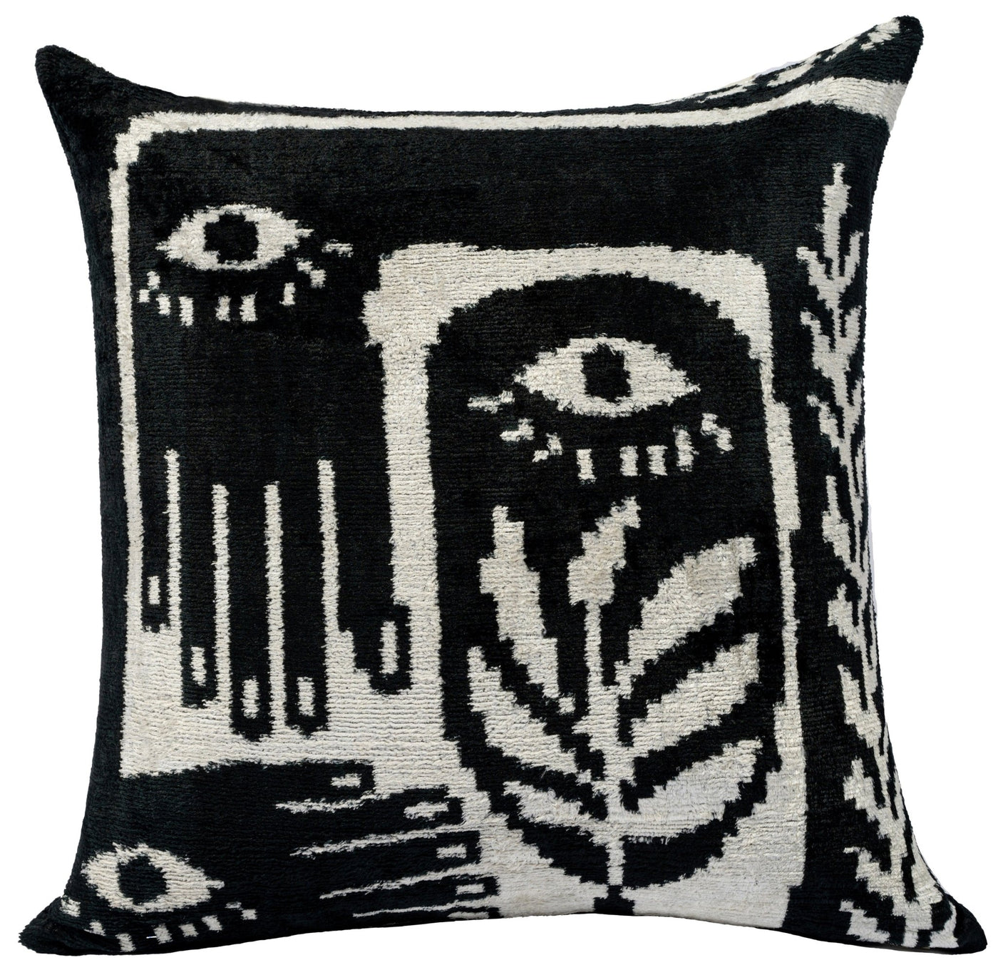 Handmade Velvet Throw Pillow with Black and White Abstract Eye Design - High - Quality 20x20 Inch Decorative Accent with Premium Down Feather Insert - Canvello