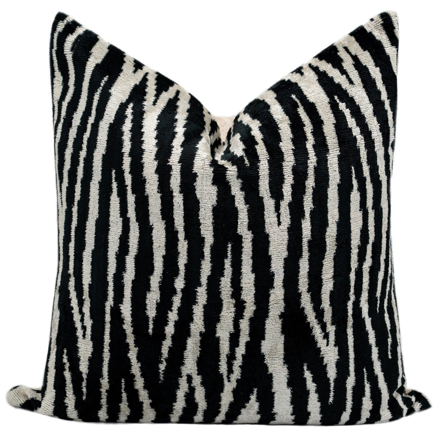 Handmade Velvet Throw Pillow with Black and White Zebra Print Design - High - Quality 20x20 Inch Decorative Accent with Premium Down Feather Insert - Canvello