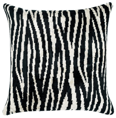 Handmade Velvet Throw Pillow with Black and White Zebra Print Design - High - Quality 20x20 Inch Decorative Accent with Premium Down Feather Insert - Canvello