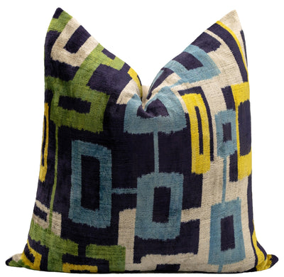 Handmade Velvet Throw Pillow with Modern Geometric Design - High - Quality 20x20 Inch Decorative Accent with Premium Down Feather Insert - Canvello