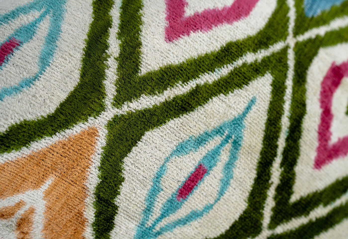 Handmade Velvet Throw Pillow with Multicolor Diamond Ikat Design - High - Quality 20x20 Inch Decorative Accent with Premium Down Feather Insert - Canvello