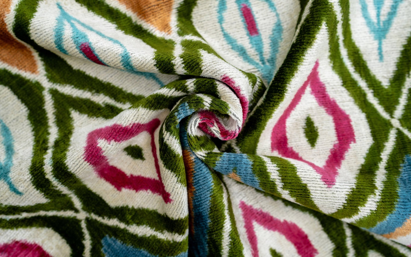 Handmade Velvet Throw Pillow with Multicolor Diamond Ikat Design - High - Quality 20x20 Inch Decorative Accent with Premium Down Feather Insert - Canvello