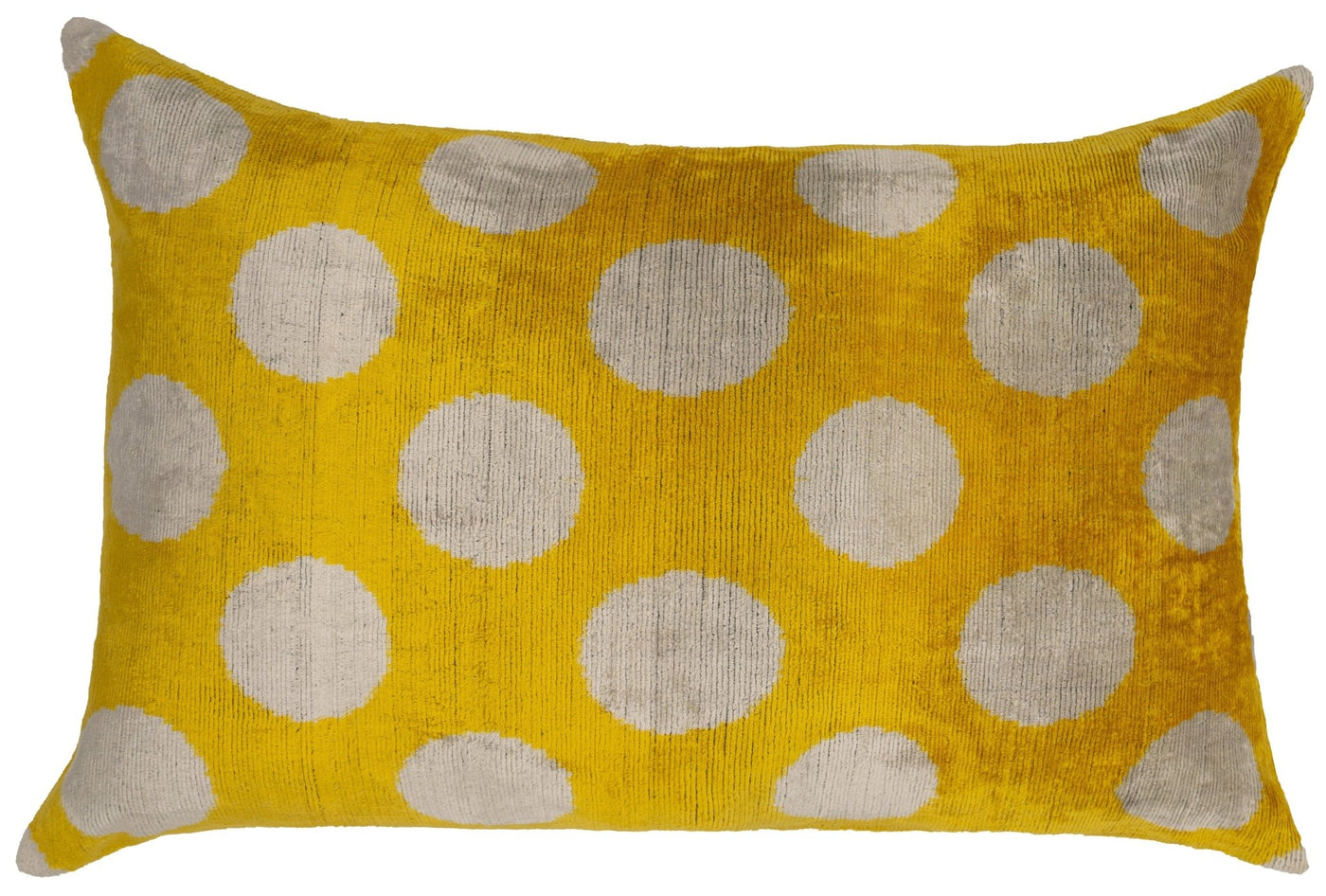 Handmade Yellow Polka Dot Throw Pillow - 16x24 inch, Vegetable Dyed with Premium Down Feather Insert - Canvello