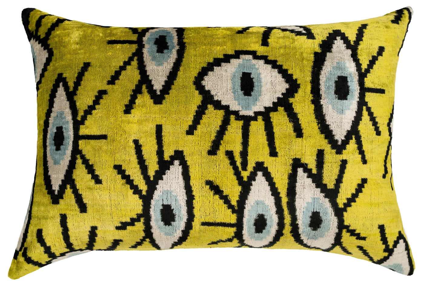 Handmade Yellowish Eye Design Throw Pillow - 16x24 inch, Vegetable Dyed with Premium Down Feather Insert - Canvello