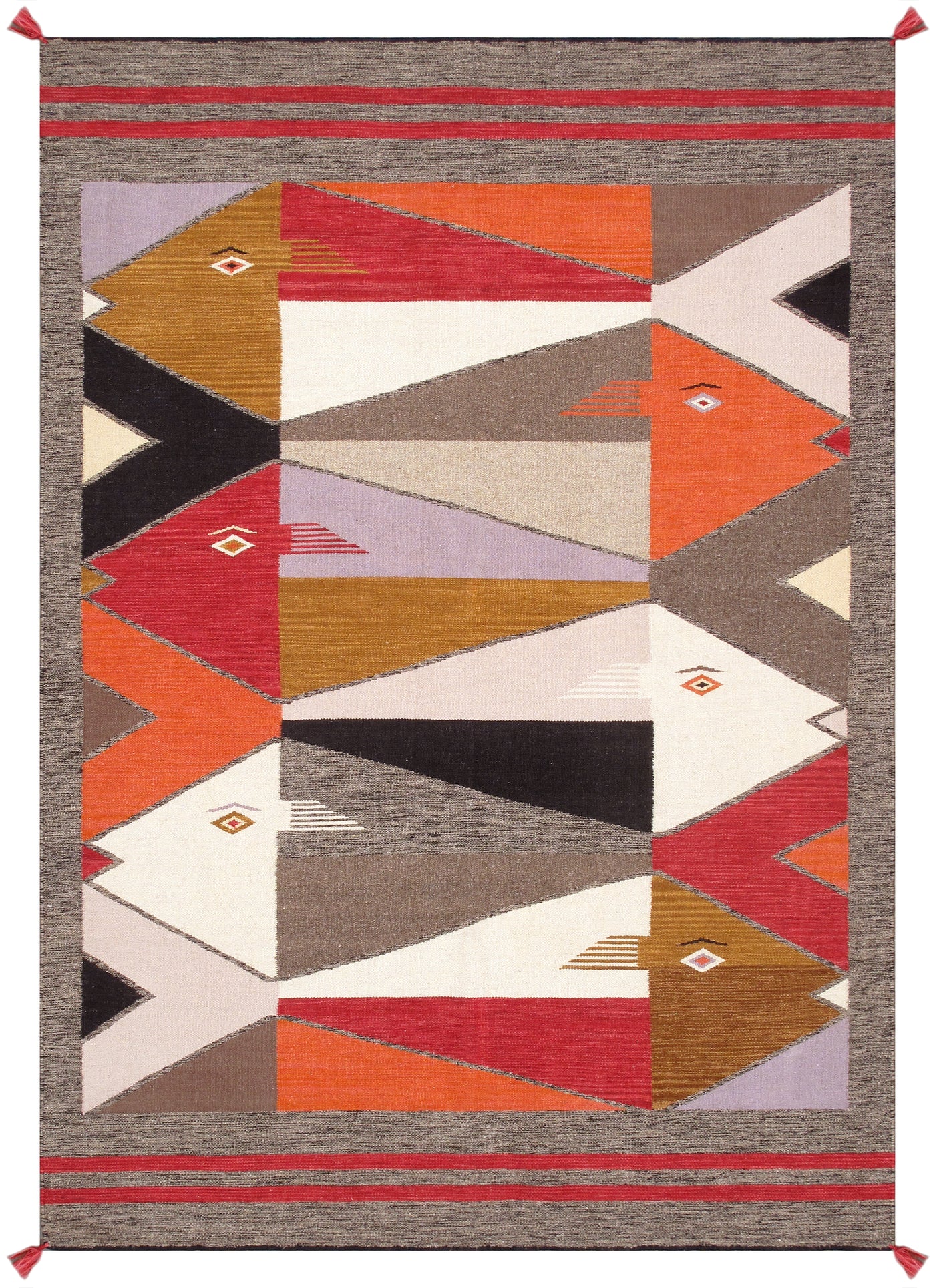 Canvello Reversible Wool Multicolor Area Rug- 5'2'' X 7'3''