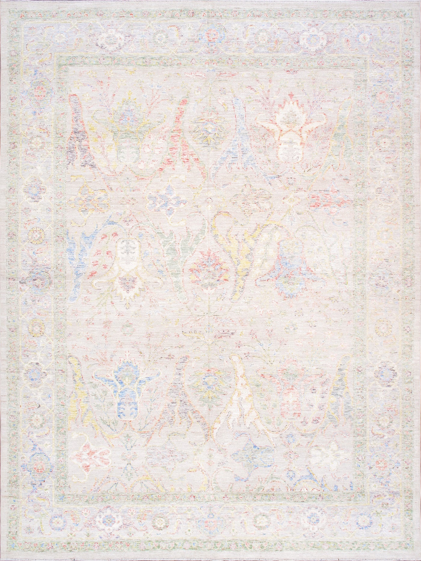 Canvello Oushak Collection Hand-Knotted Wool Beige Area Rug- 9' X 12'2''