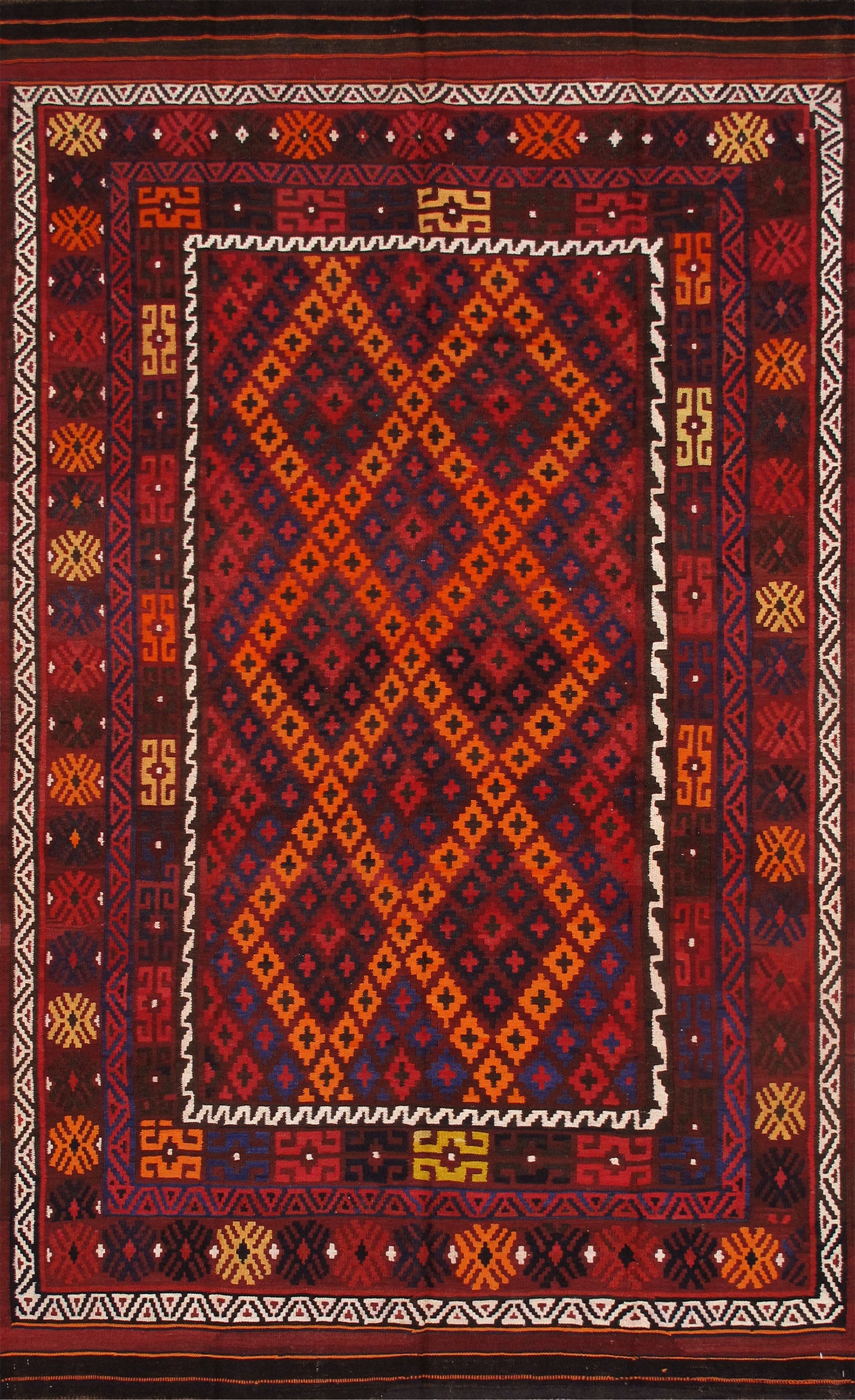 Canvello Kilim Collection Reversible Wool Multicolor Area Rug- 6' 4'' X 10' 6''