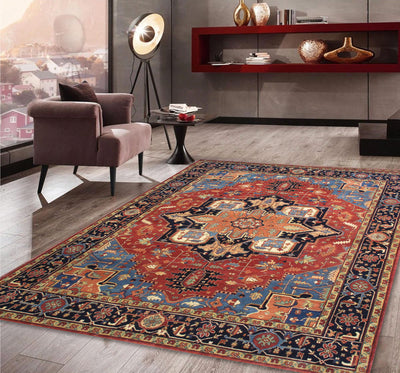 Serapi Geometric Hand-Knotted Wool Area Rug