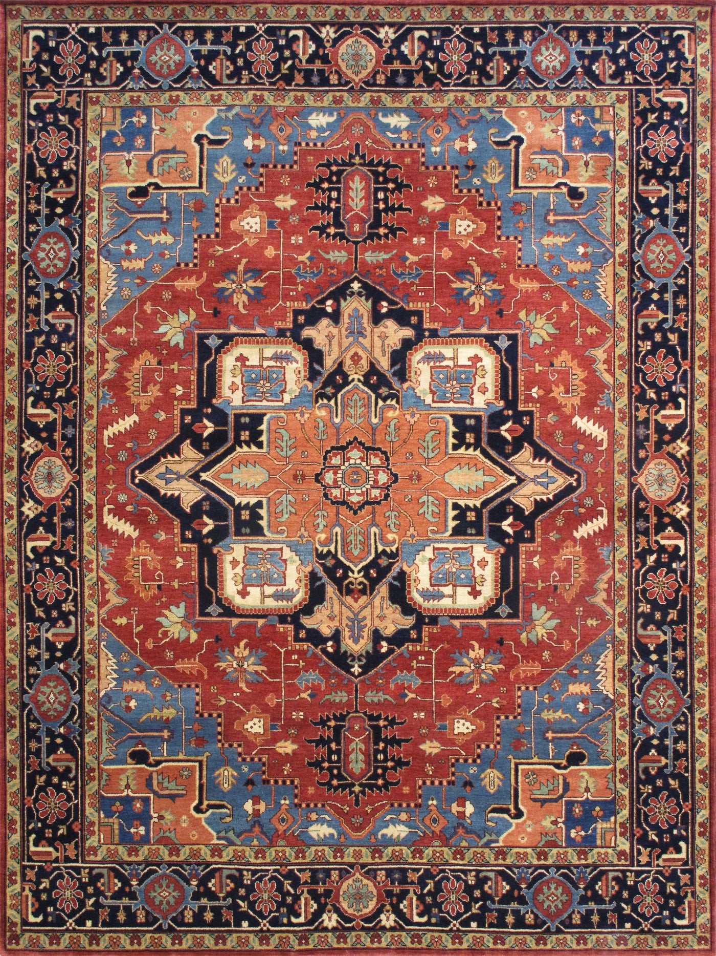 Serapi Geometric Hand-Knotted Wool Area Rug