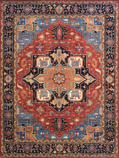 Serapi Geometric Hand-Knotted Wool Area Rug