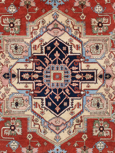 Serapi Geometric Hand-Knotted Wool Area Rug