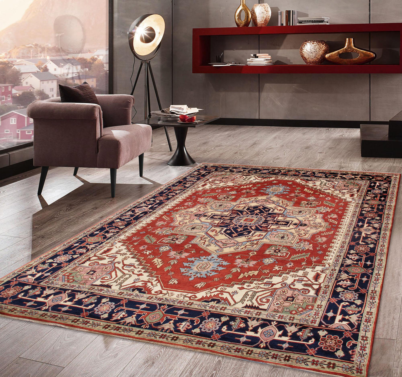 Serapi Geometric Hand-Knotted Wool Area Rug