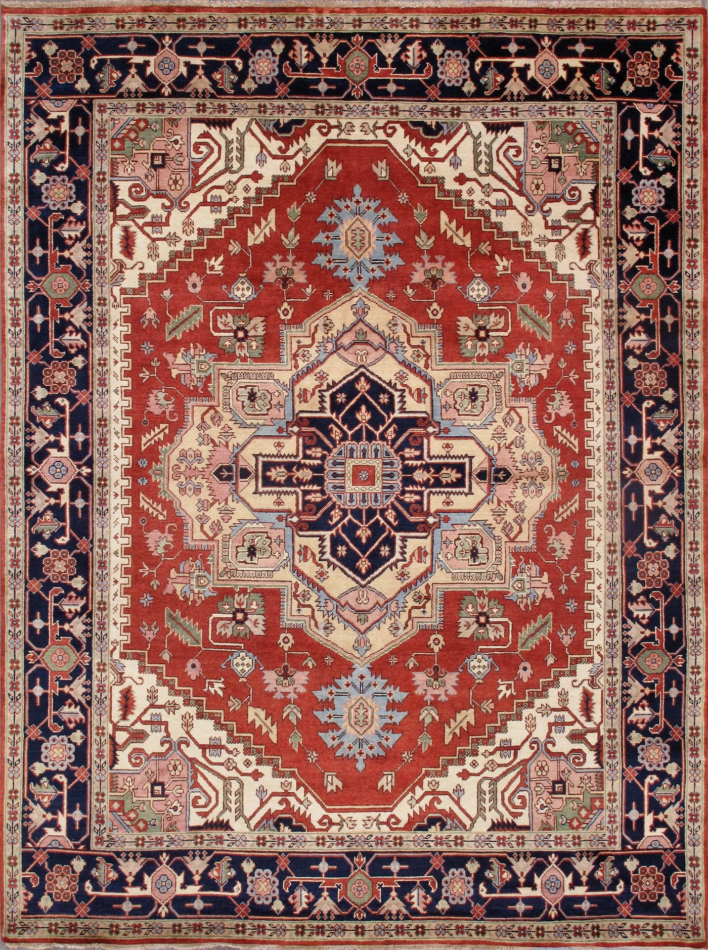Serapi Geometric Hand-Knotted Wool Area Rug