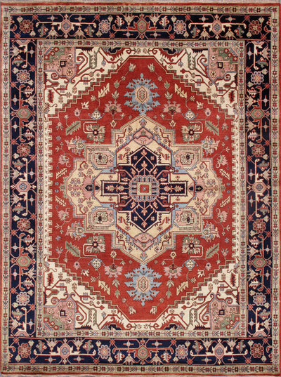 Serapi Geometric Hand-Knotted Wool Area Rug