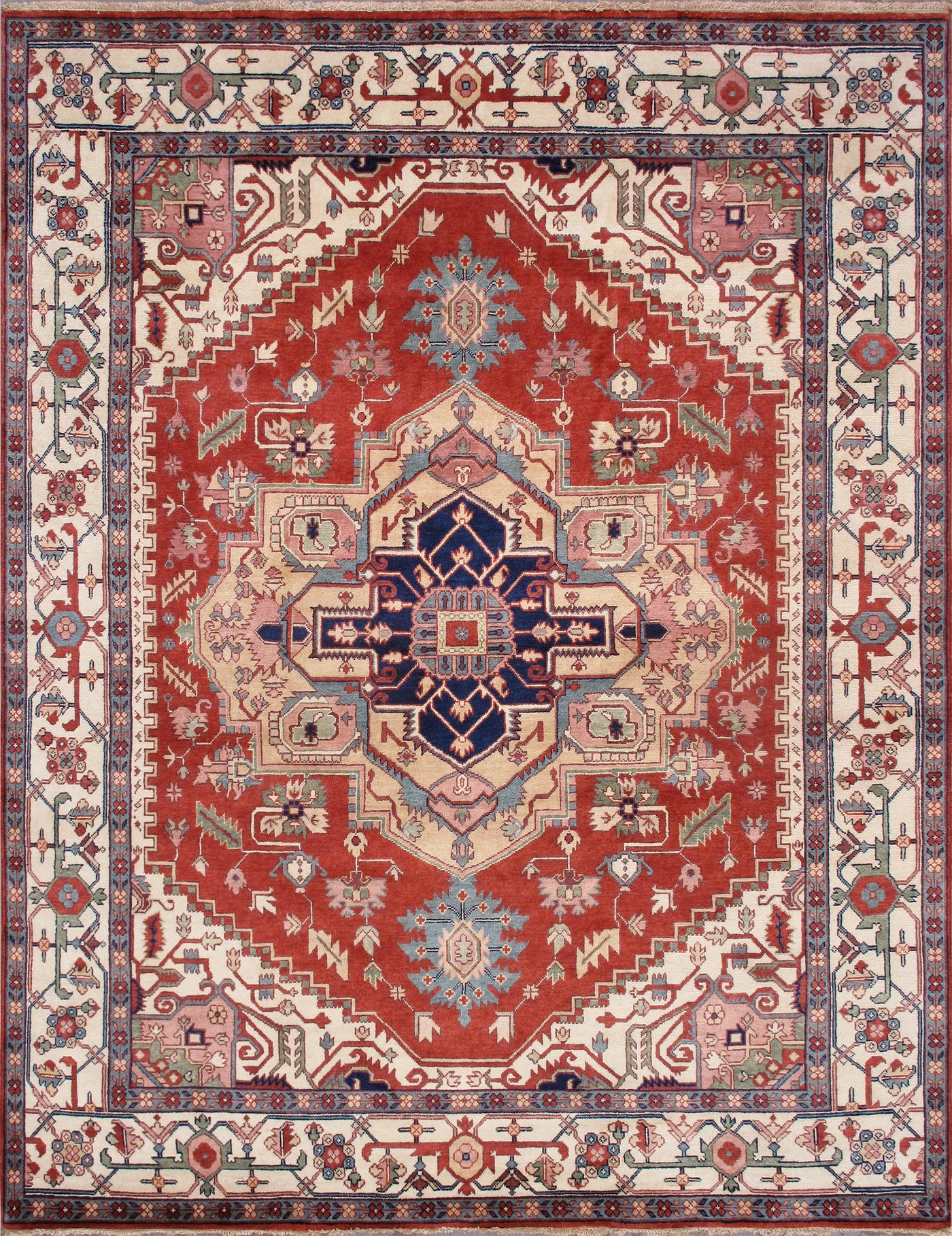 Serapi Geometric Hand-Knotted Wool Area Rug
