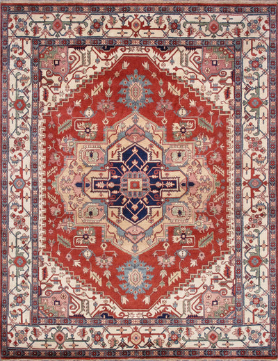 Serapi Geometric Hand-Knotted Wool Area Rug