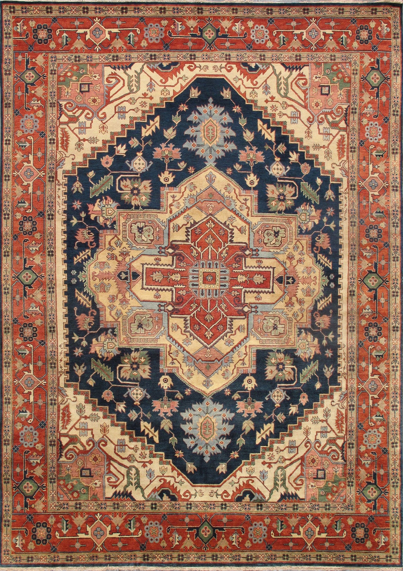 Serapi Geometric Hand-Knotted Wool Area Rug