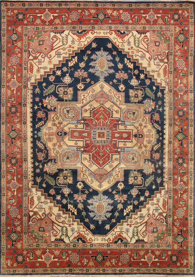 Serapi Geometric Hand-Knotted Wool Area Rug