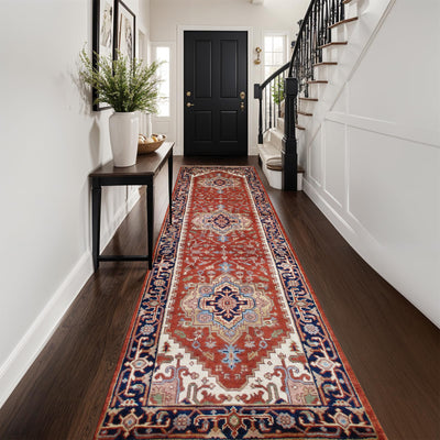 Serapi Geometric Hand-Knotted Wool Area Rug