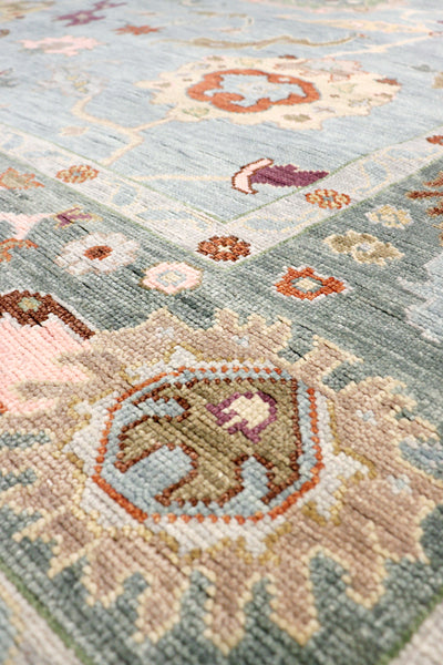 Oushak Hand-Knotted Wool Area Rug- Blue/Green