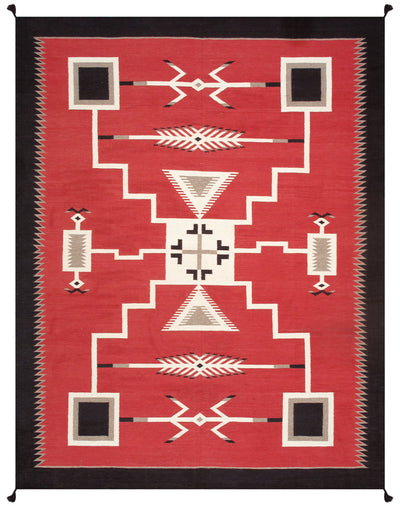 Canvello Reversible Wool Red Area Rug- 9' X 11'10''