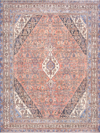Canvello Vintage Tabriz Collection Wool Salmon Area Rug- 8'5'' X 11'2''