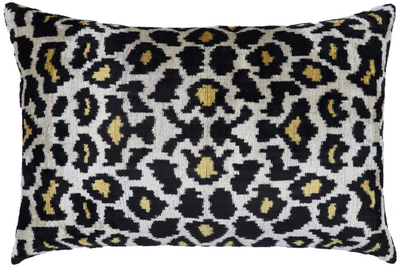 Canvello Luxury Tiger Print Black Gold Throw Pillow with Down Insert